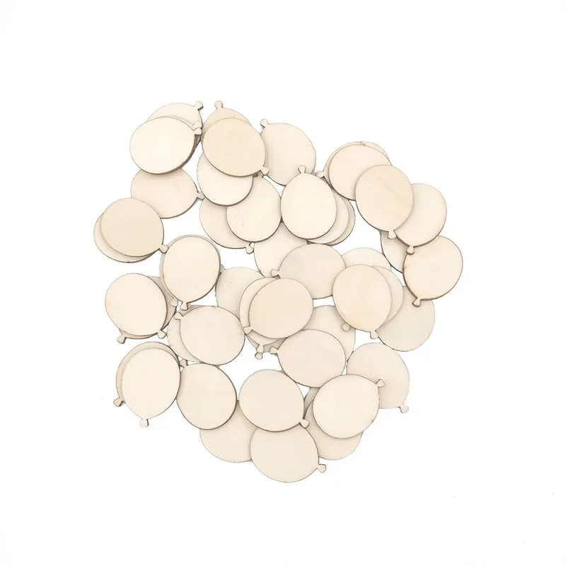 50Pcs Mini Balloon Wood DIY Crafts Unfinished MDF Cutouts Embellishments Scrapbooking Wedding Party Decorations