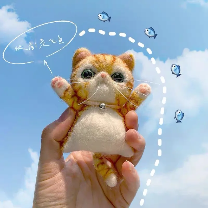 Fun craft toys wool felt animal cat brooch jewelry material kit diy kill time adult handmade toy material kit children gift