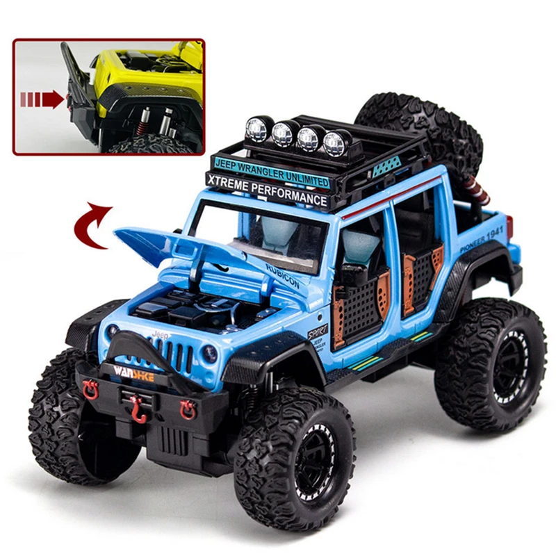 1:24 Jeeps Wrangler Rubicon Alloy Pickup Model Diecast Metal Toy Off-road Vehicle Car Model Sound and Light Collection Kids Gift