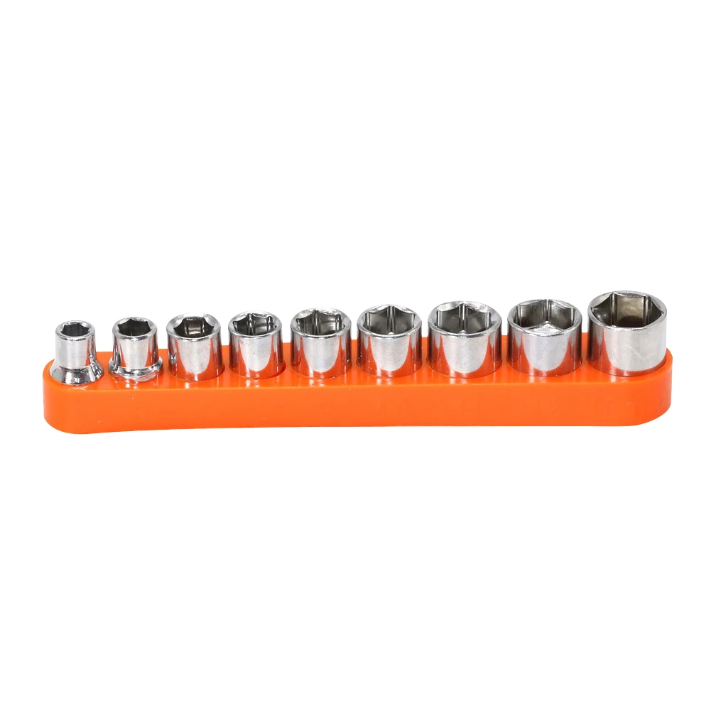 9Pcs 1/4 inch Socket Wrench Head Set 6 Point Wrench Socket Adapter Spanner Allen Head Drive 5-13mm Hex Bit Metric