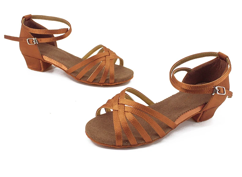Mädchen Frauen Latein Schuhe Niedrigen Absatz Latino Salsa Moderne Ballsaal Satin Latein Schuhe Tango Salsa Rumba Latin Dance Schuhe – Detail 22