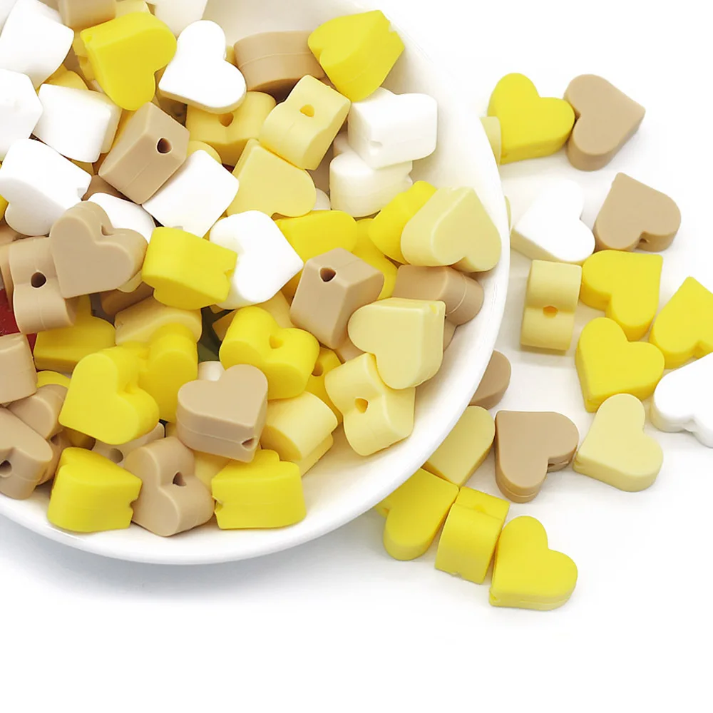 Cute-Idea 10pcs perline in Silicone Mini perline a cuore giocattoli per dentizione per bambini fai-da-te accessori per ciondoli a catena per ciuccio BPA articoli per bambini gratuiti