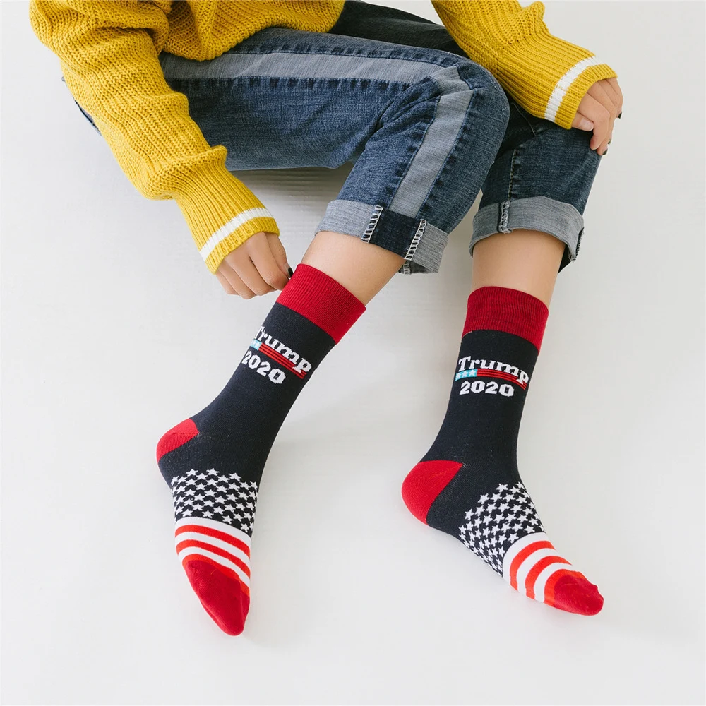 Women Socks Creative President Donald Trump Make America Great Again National Flag Star Stripes Socks Men Funny Happy Cotton Sox