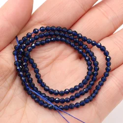 Hot Selling Natural Semi-precious Stones Navy Blue Spherical Fine Spinel Beaded Making DIY Fashion Charm Necklace Bracelet Gift