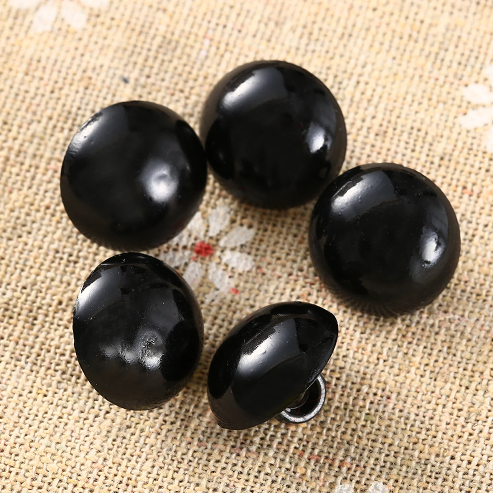 100Pcs Black Mushroom Domed Round Buttons with Shank Clothes Decorative Buttons Hand Sewing Craft DIY Bear Doll Animal Toys Eyes