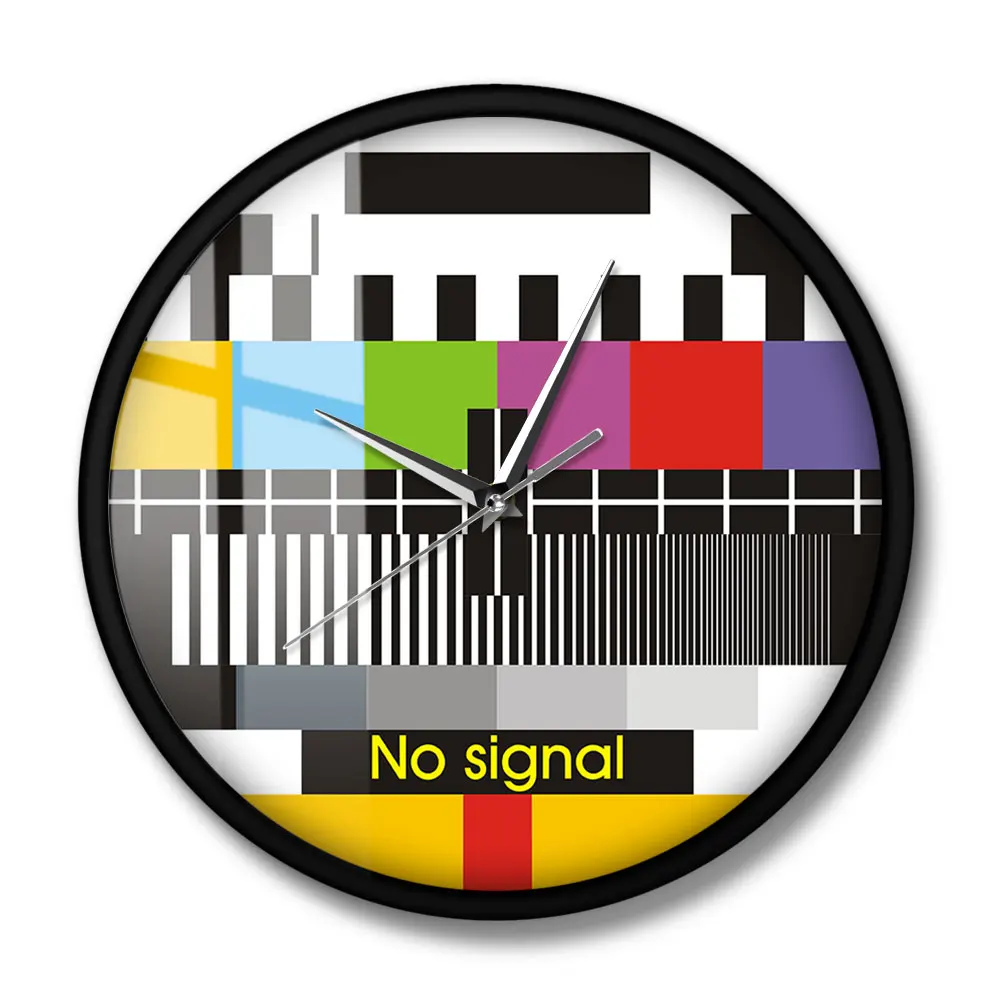 I Love TV Retro TV Test Wall Clock Adjustment Signal Home Decor Wall Art Funky TV Glitch Error Screen Test Rainbow Vintage Clock