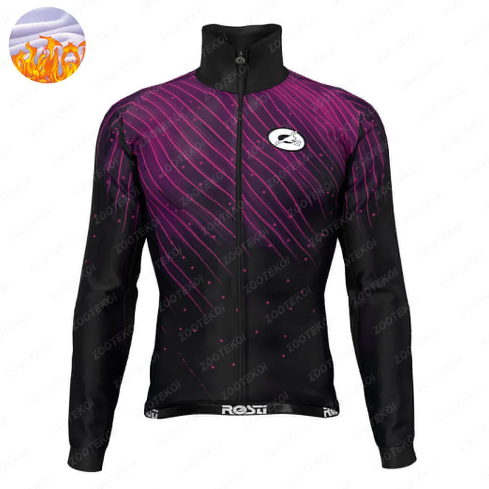 rosti Winter thermal fleece Jersey Cycling Clothes Men Long Sleeve Jersey outdoor riding bike MTB clothing warm Fleece Warm wear