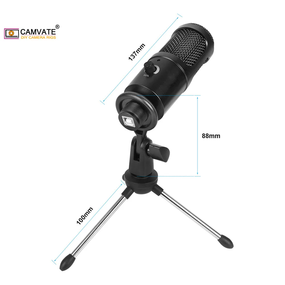 

CAMVATE Professional USB Condenser Microphones With Tripod Stand For PC Laptop Gaming Singing Streaming Recording Studio YouTub