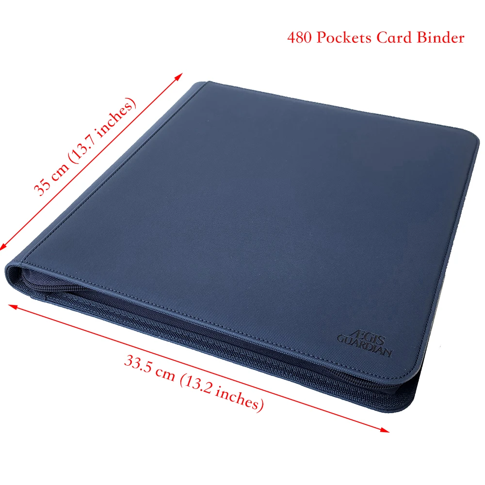 480 Pockets Side Loading Trading Card Binder Pages - Zip Album - 12 Pocket TCG Folder Card Collector : Blue