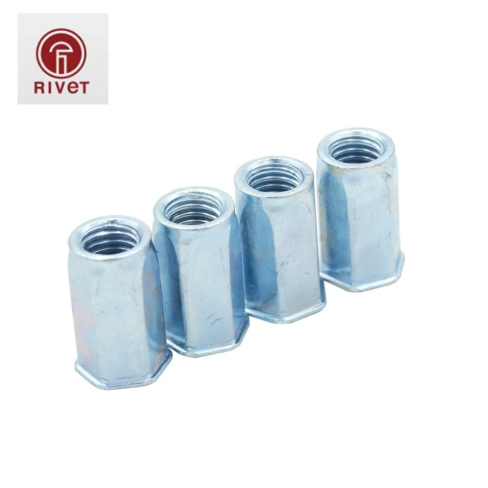 M4/M5/M6/M8/M10 Carbon Steel Small Flat Head Full Hex Hexagon Countersunk Head Open End Rivet Nuts Insert Rivet Nut