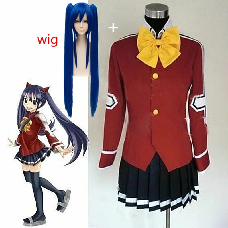 

Anime Fairy Tail Wendy Marvell Cosplay Costume Halloween Party Clothing Custom Size Dresses Suit School Uniform Tops+Skirt+Tie