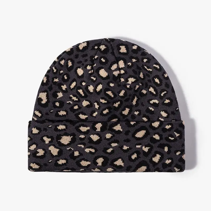 Acrylic Leopard grain Thicken knitted hat warm hat Skullies cap beanie hat for men and Women 146