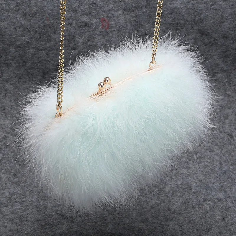 accessorize real ostrich feather bag wedding occasion fluffy fur bag cross body women bag B17