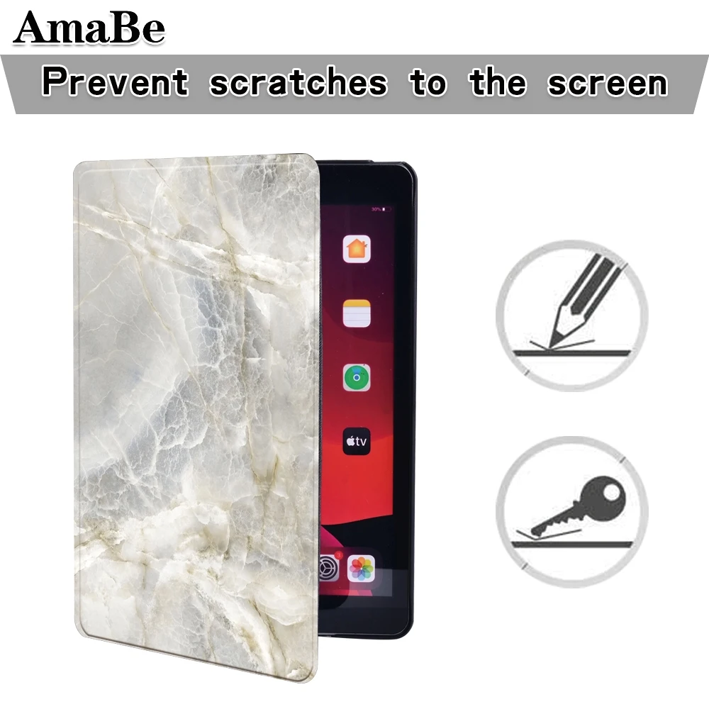 Capa de couro flexível em mármore para ipad, 2019 sétima, 10.2 polegadas, proteção antipoeira, couro pu, capa protetora para tablet
