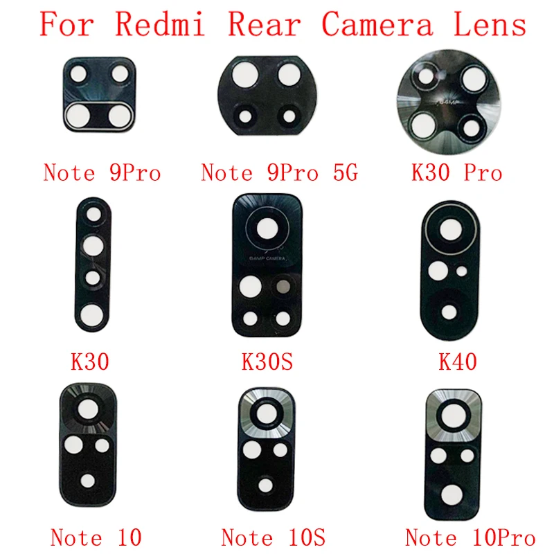 2Pcs Original Rear Back Camera Glass Lens For Xiaomi Redmi Note 9 K30 Pro K30S K40 Note 10 10S 10 Pro Camera Glass Lens Parts