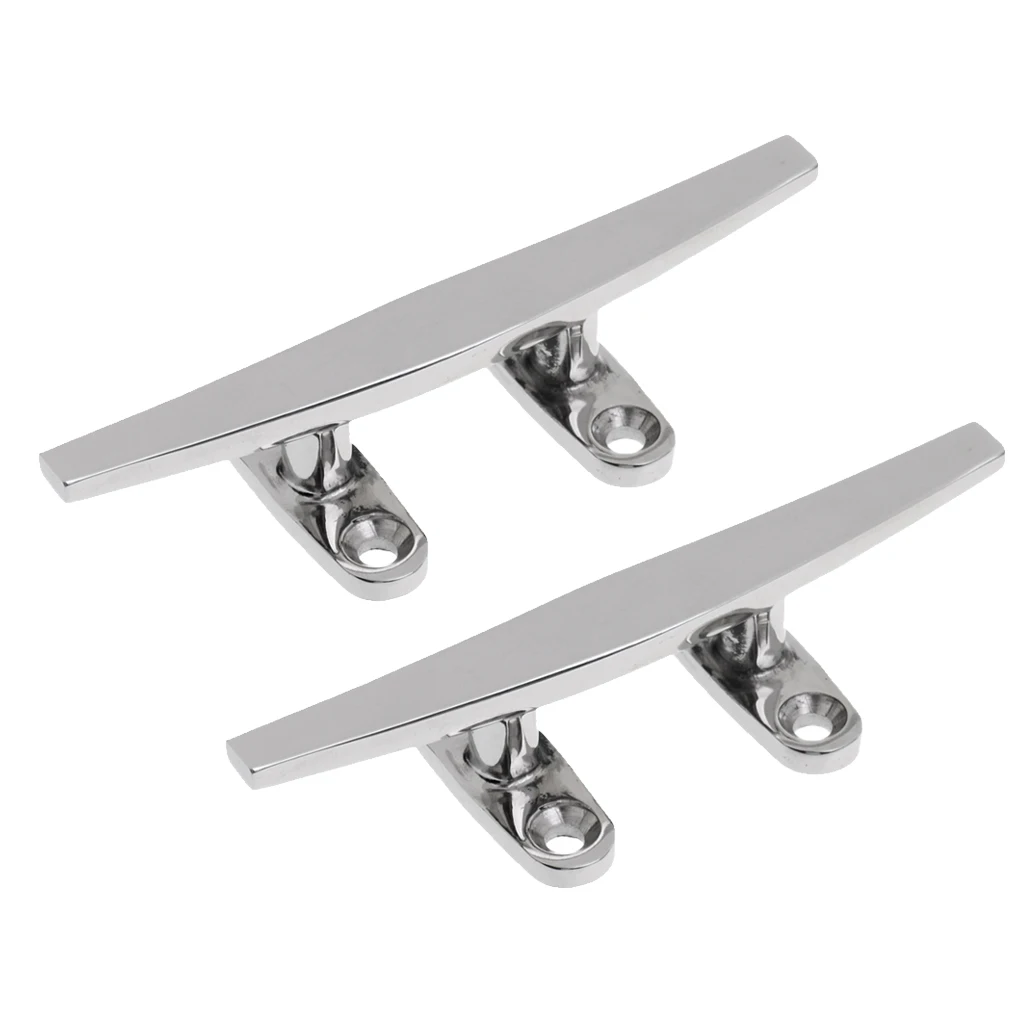 2 Pieces Marine Grade 316 Stainless Steel Open Base Boat Deck Cleat - 5 Inch , Boat Mooring Accessories Marine Hardware