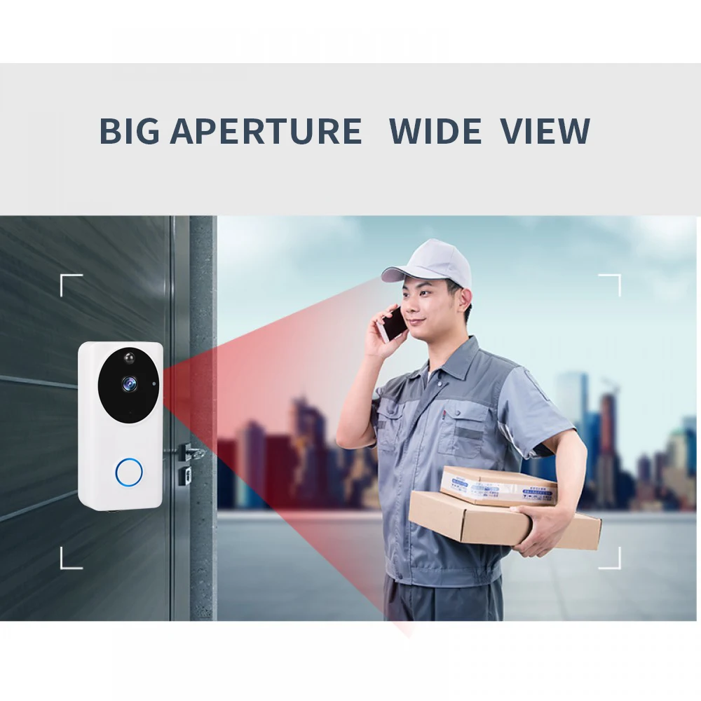 المنزل الذكي جرس باب يتضمن شاشة عرض فيديو لاسلكي Wifi1080P كاميرا غطاء مقاوم للماء الأشعة تحت الحمراء عن بعد تسجيل الأمن مراقبة دعوة الجرس