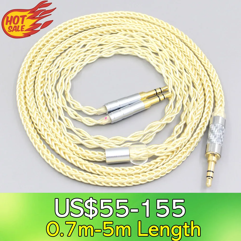 

8 Core Gold Plated + Palladium Silver OCC Cable For Onkyo A800 Philips Fidelio X3 Kennerton Jord Headphone 3.5mm Pin