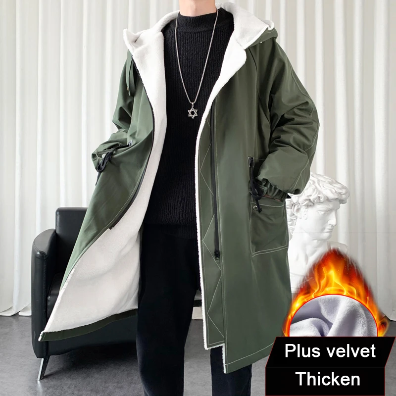 2023 Winter Coat Men Hooded Thick Coat Fashion Windbreakers Casual Jackets Plus Size M-3XL