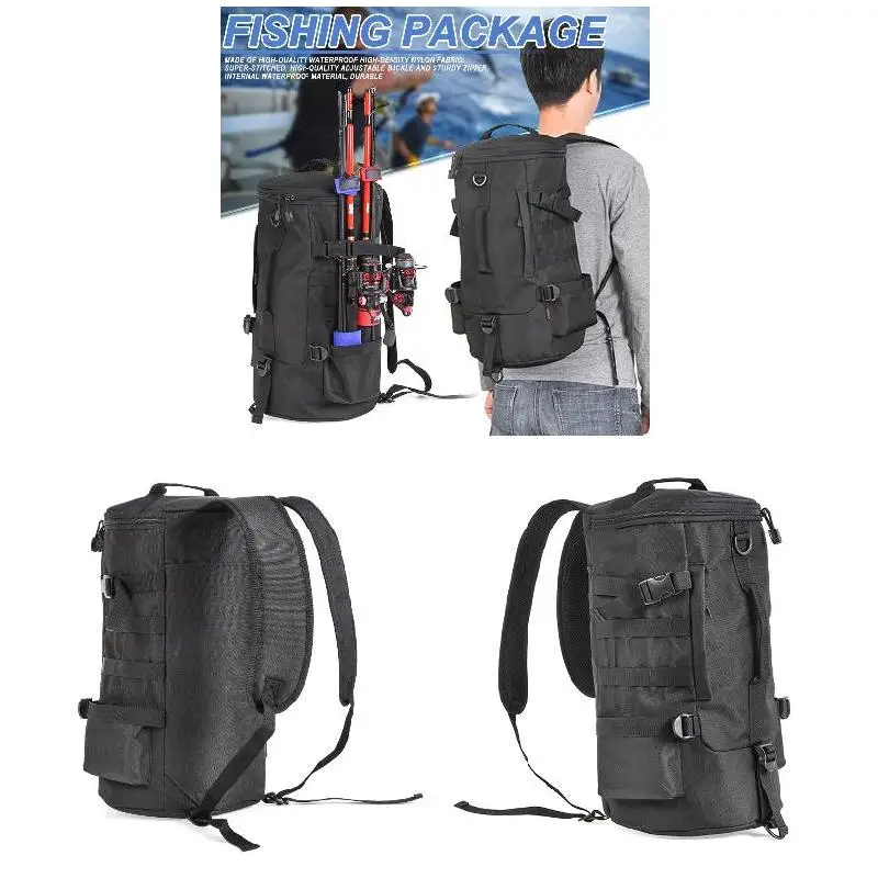 2023 New 23L Multifunctional Waterproof Fishing Backpack Outdoor Sport Travel Reel Rod Storage Bag Camping Climbing Bag For Men