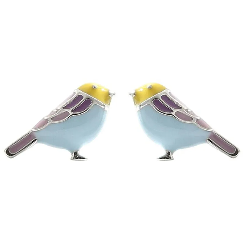 Boucles d'oreilles colorées en argent regardé 925 pour les élections, bijoux en forme d'oiseau compact, animal mignon, goujon exquis, nouveauté, E083