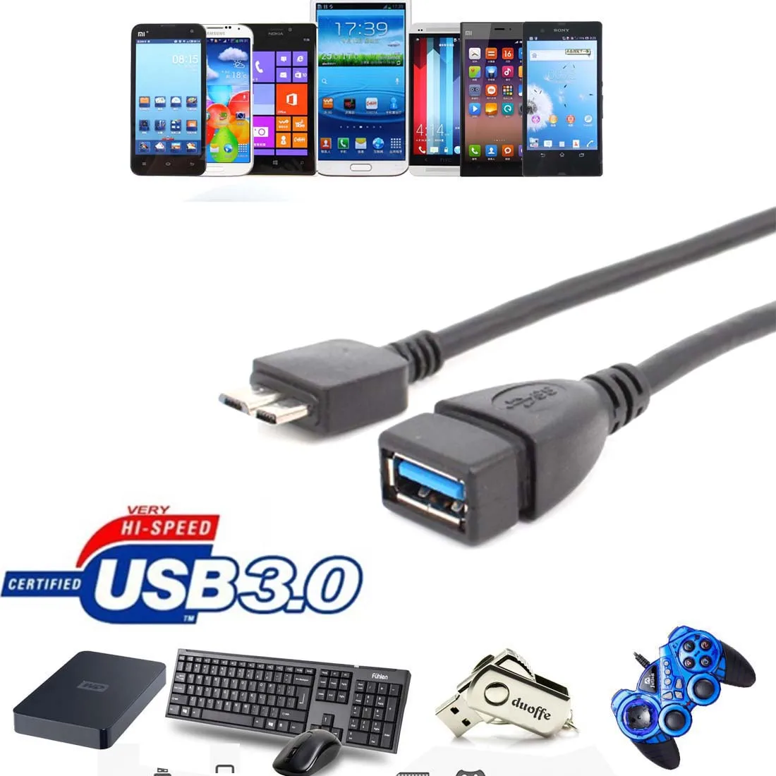 Micro USB3.0 OTG Host Cable Adapter For Nokia Lumia 2520 levono thinkpad8 Phone