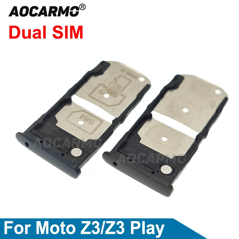 Aocarmo 모토로라 모토 Z3 / Z3 플레이 나노 듀얼 SIM 카드 트레이, 마이크로 SD 슬롯 홀더, 수리 교체 부품