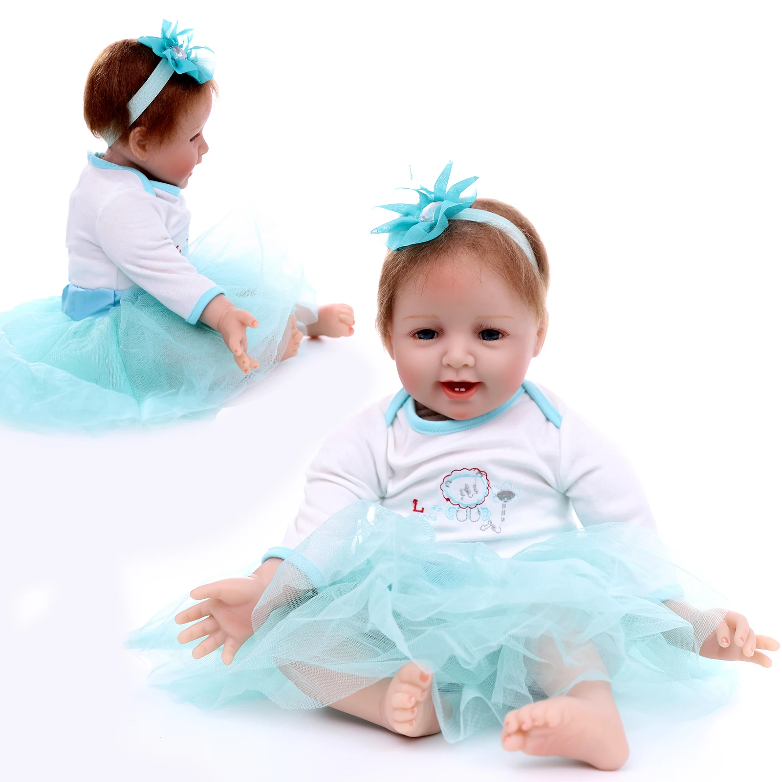 

Bebe 55 Cm 22 Inch Soft Silicone Vinyl Reborn Doll Girl Realistic Open Eyes Baby Exquisite Skin Toy Children Surprise Gift
