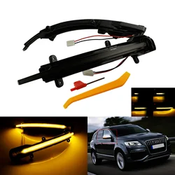 ANGRONG 2X Amber Dynamic LED Wing Mirror Turn Signal Indicator Light Black Lens For Audi Q5 SQ5 2008-2017 Q7 4L 2009-2015