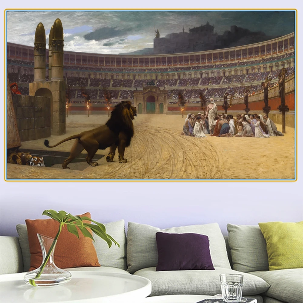 Jean-Leon Gerome《The Christian Martyrs' Last Prayer》Canvas Oil Painting Artwork Picture Modern Wall Decor Home Decoration