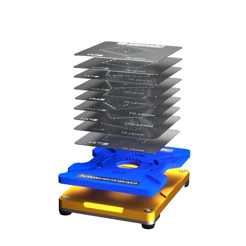 طقم استنسل BGA reball وحدة المعالجة المركزية لإزالة الغراء لاعبا اساسيا آيفون 6G/6S/7G/8G/X // XS/XSMAX/11 Pro Max A8/A9/A10/A11/A12/A13/A14 وحدة المعالجة المركزية