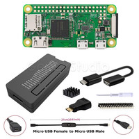 Black Case Shell Cover Enclosure Kit with Heatsink, USB Cable, Mini HDMI Adapter,GPIO Connector for Respberry Pi Zero W