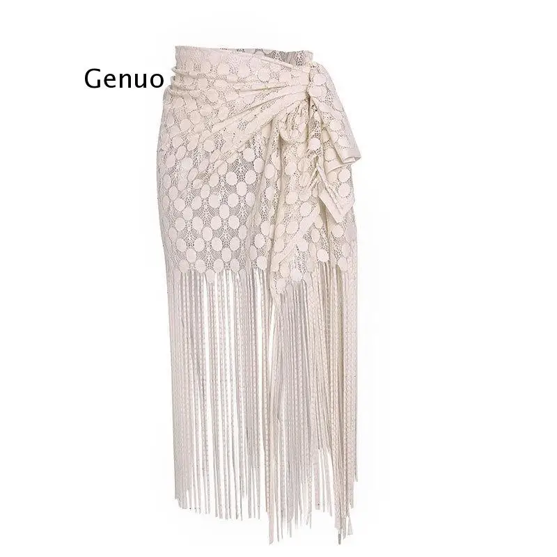 Class Wear Women Bellydance Shawl Tassel Rectangle Belt Belly Dance Lace Cape Hip Scarf with Long Fringes (Panties Included)