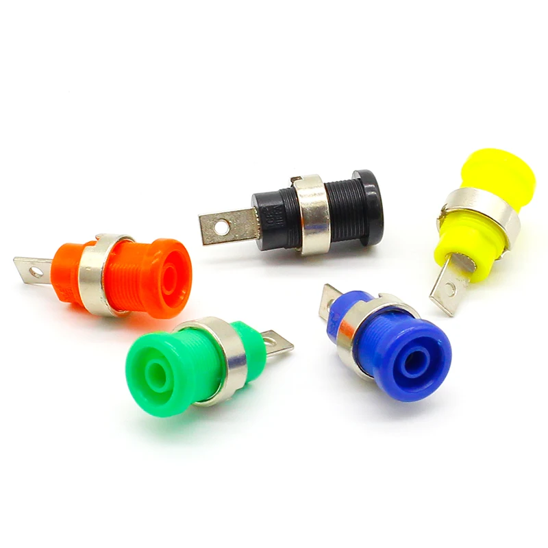 5pcs Banana plugs black+red+blue+yellow+green banana female jack binding post wire connector mix colors