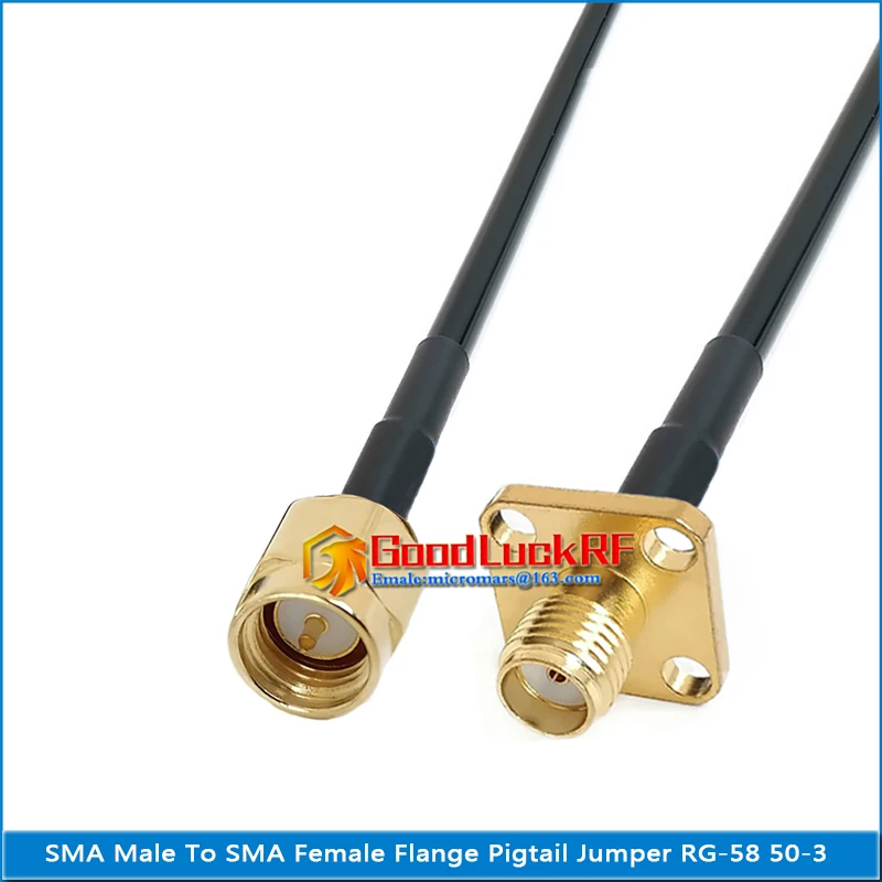 SMA Male to SMA Female 4 Hole Flange Chassis Panel Mount Pigtail Jumper RG-58 RG58 3D-FB 50-3 Extend cable 50 Ohm copper