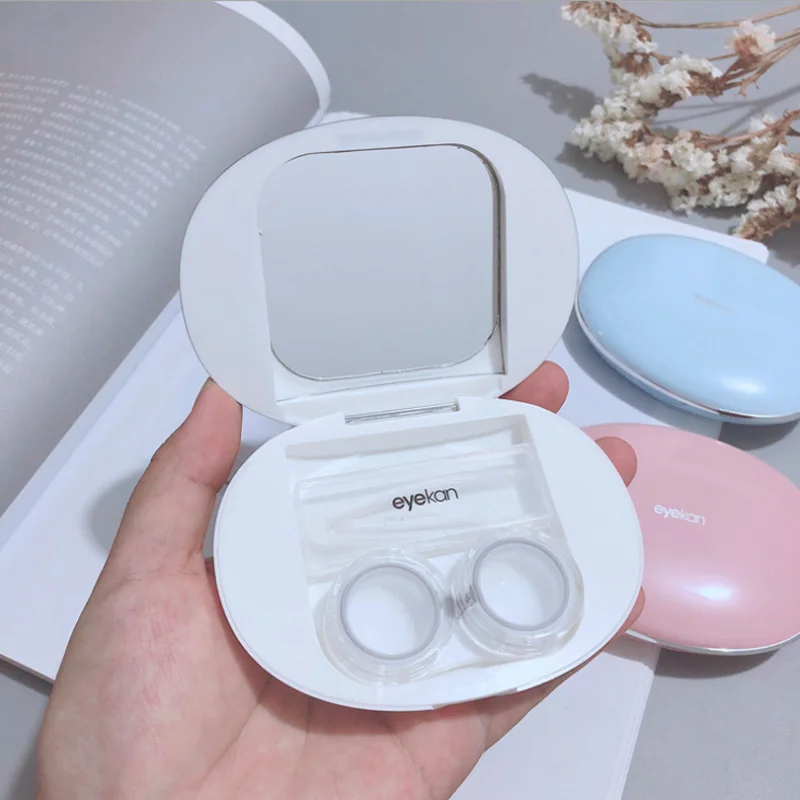 Cobblestone Magnetic Induction Contact Lens Case Ins girl and boy New Thin Contact Lenses Case  Eye contacts case image 4