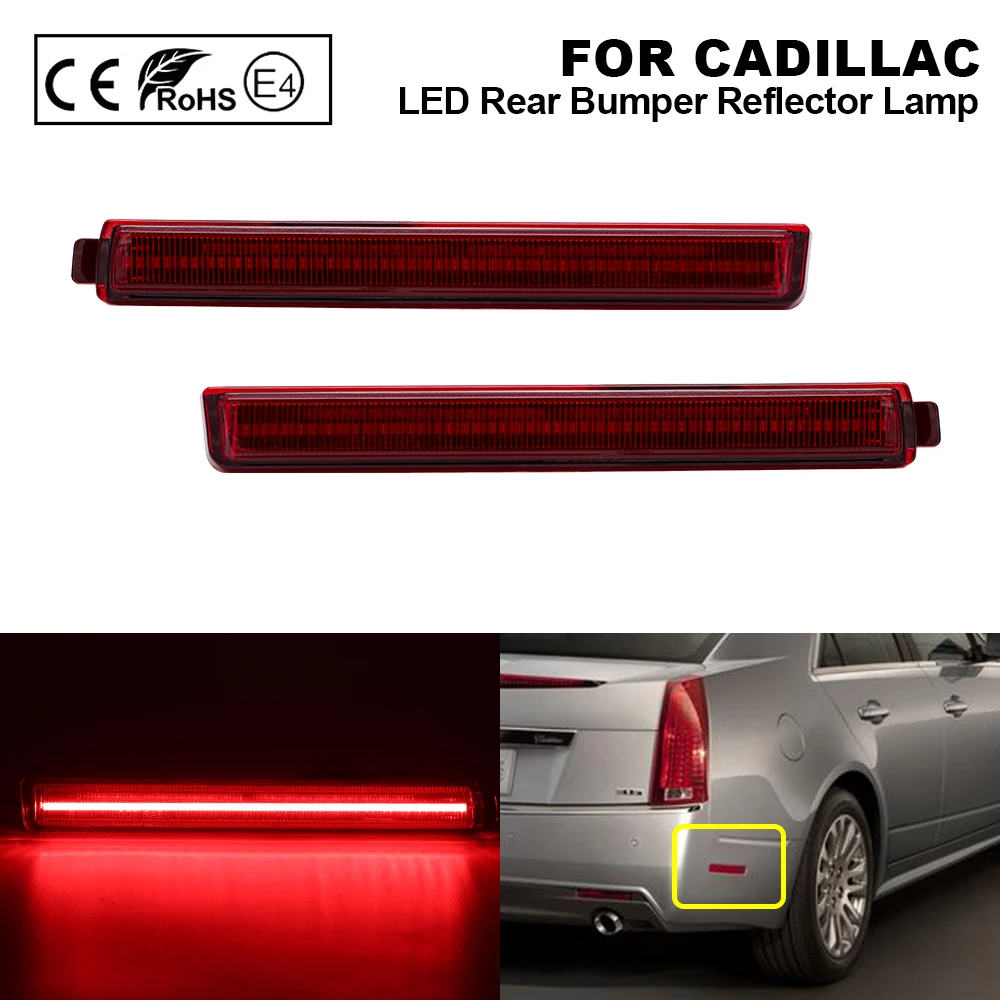 

2Pcs Red lens Rear Bumper LED Reflector Light lamp LED Side marker For Cadillac CTS 2008 2009 2010 2011 2012 2013 Cadillac CTS-V