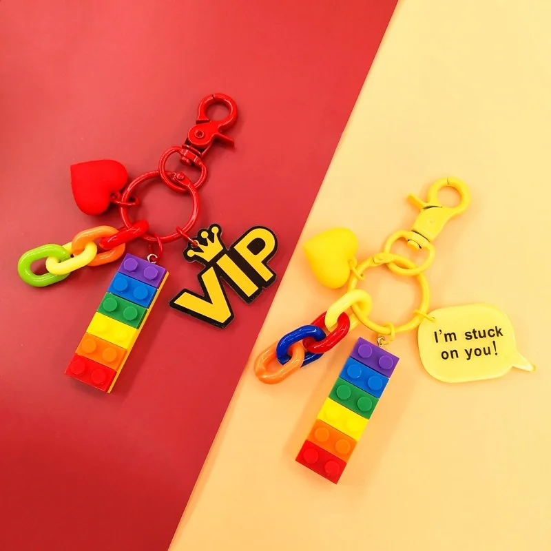 Niedlicher Regenbogen-Baustein, Spielzeug, Ziegel, Herz, Kunstharz, Charms, Anhänger für Ohrringe, Schlüsselanhänger, Dekoration, Modeschmuck, Accessoires – Detail 3