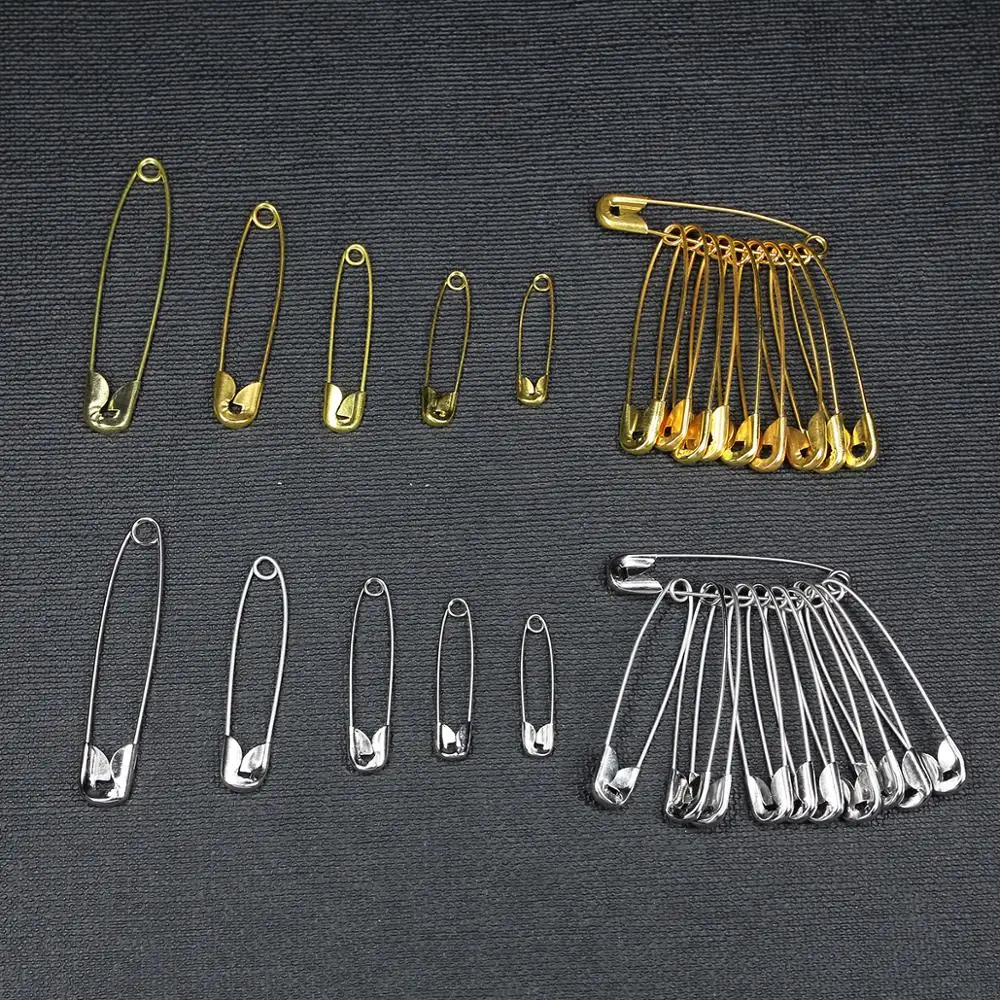 50pcs Gold Silver Safety Pins 6-12MM Metal Clips DIY Sewing Tools Accessories Pin Brooch Apparel