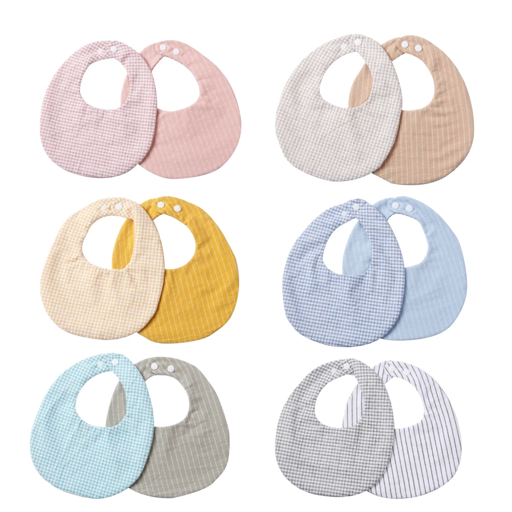 Waterproof Infant Plain Cravat Cotton Bibs Adjustable Snap Saliva Towel Sweet Feeding Apron Burp Cloth for Baby Boys Girls