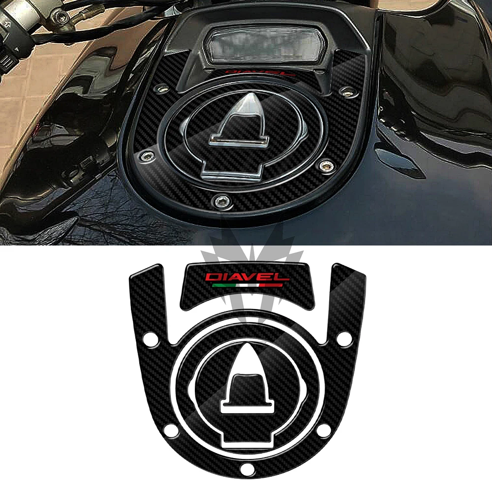 

For Ducati Diavel Models 3D Carbon-look Motorcycle Fuel Cap Tank Pad Protection Decals