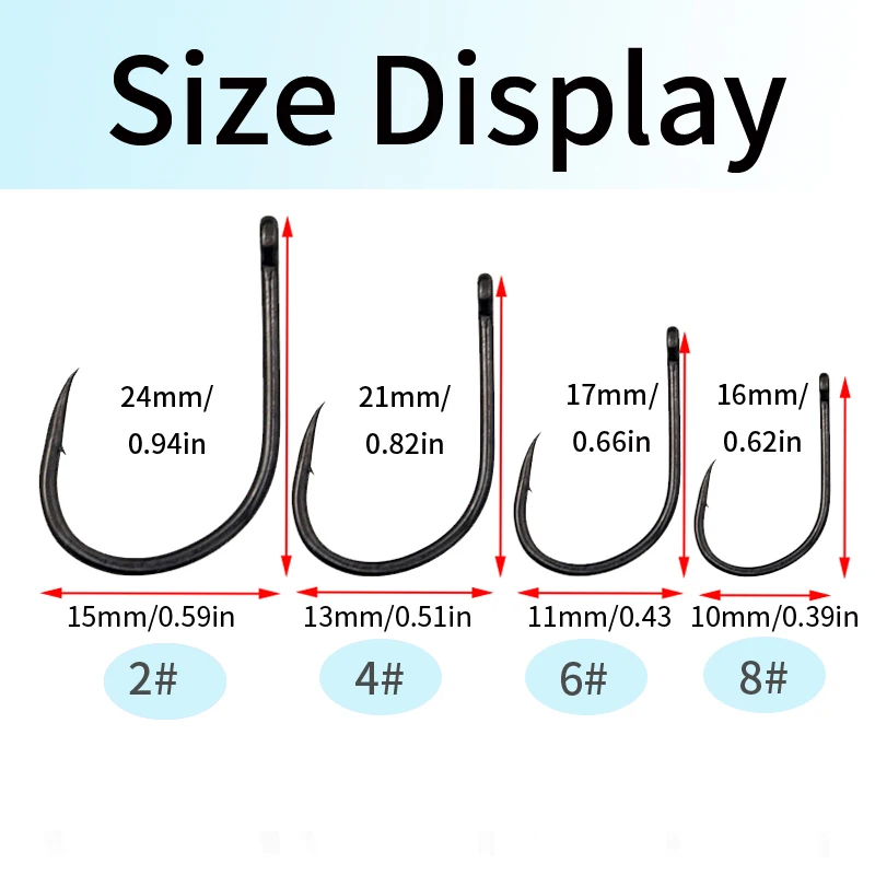 100pcs Fishing Hooks Carp Bait Boilies Fishhook Coated High Carbon Steel Hooks Wide Gape Barbed Hooks  Carp Hair Rig Chod Tackle