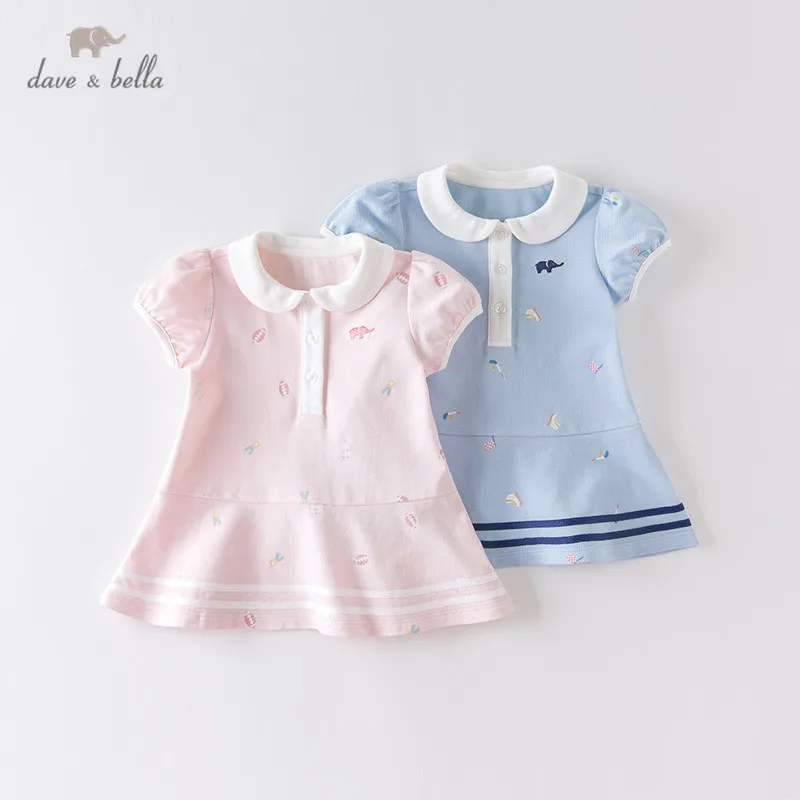 DBM14115 dave bella summer baby girl\'s princess cartoon striped dress children fashion party dress kids infant lolita clothes