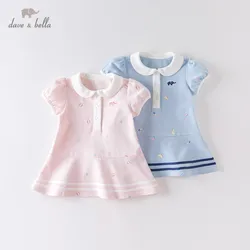 DBM14115 dave bella summer baby girl's princess cartoon striped dress children fashion party dress kids infant lolita clothes