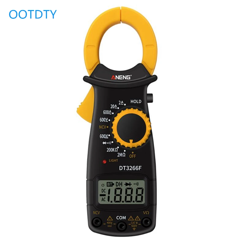 DT3266F LCD Digital Clamp Multimeter Amperemeter Electrical Clamp Meter AC / DC Voltage Resistor Tester with Buzzer