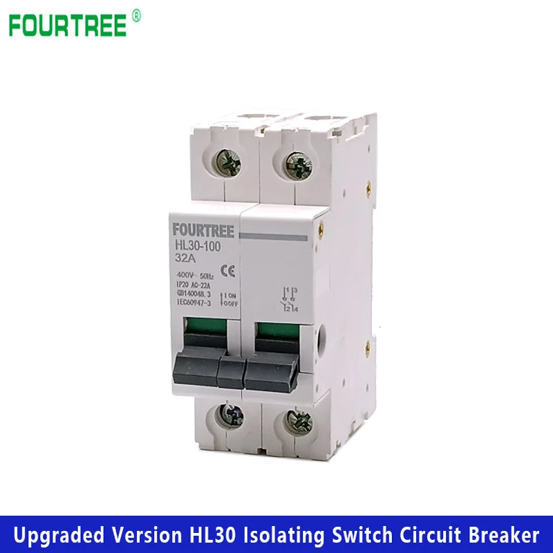 1Pcs Main Switch HL30 Isolating Circuit Breaker Household  Function Disconnector Isolator 2P 32A 63A 100A Laser Printing