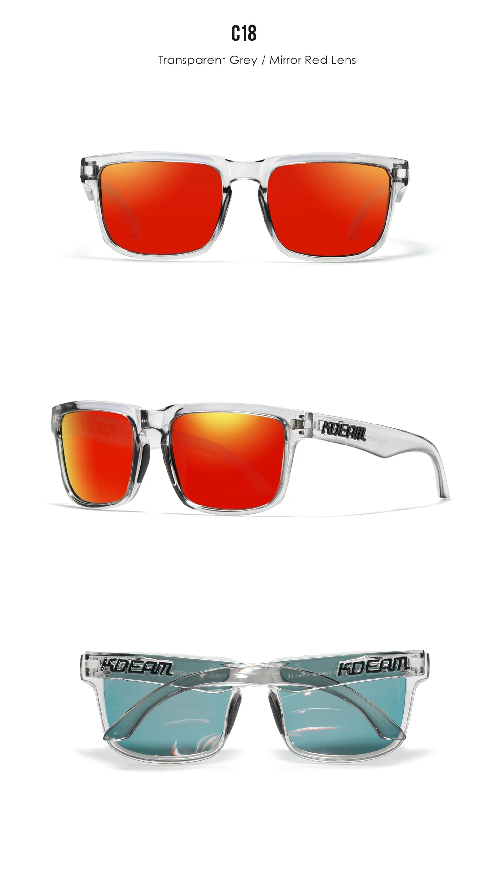 KDEAM Marke Neue 3D Logo Quadrat Polarisierte Sonnenbrille Vacationing Fahren Sonnenbrille Echt Beschichtung Linse KD332 – Detail 12