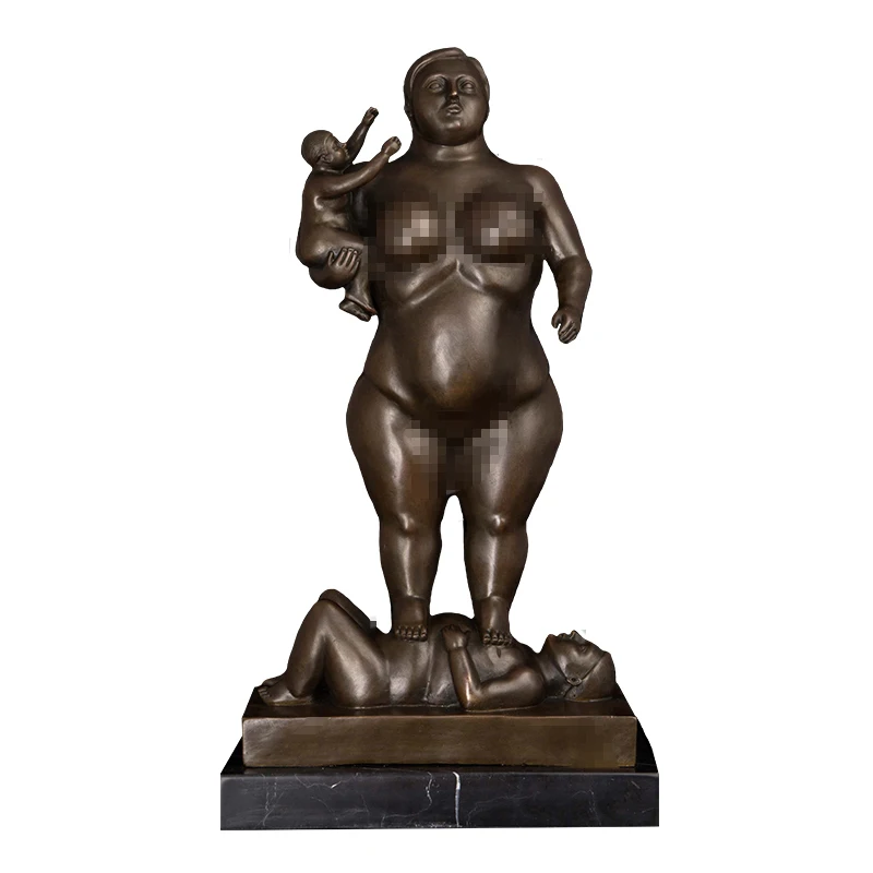 

ArtsHom DS-289 Home Decor Bronze Lady with Baby Statue by Botero Classical Antique Sculpture Figurine Collectibles statue