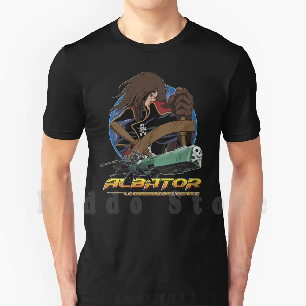 Camiseta de algodón para hombre con estampado DIY de Captain Harlock con Atlantis (Arcadia) Albator The Space Corsair, camiseta genial de Albator Captain