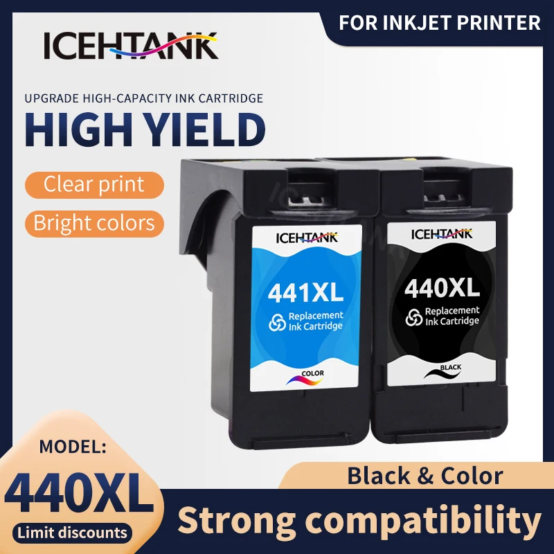 

Icehtank Ink Cartridge PG440 CL441 For Canon PixmaMG3140 MG3540 MG3640 MG3640S MG4240 MX438 MX518 MX378 TS5140 Printer